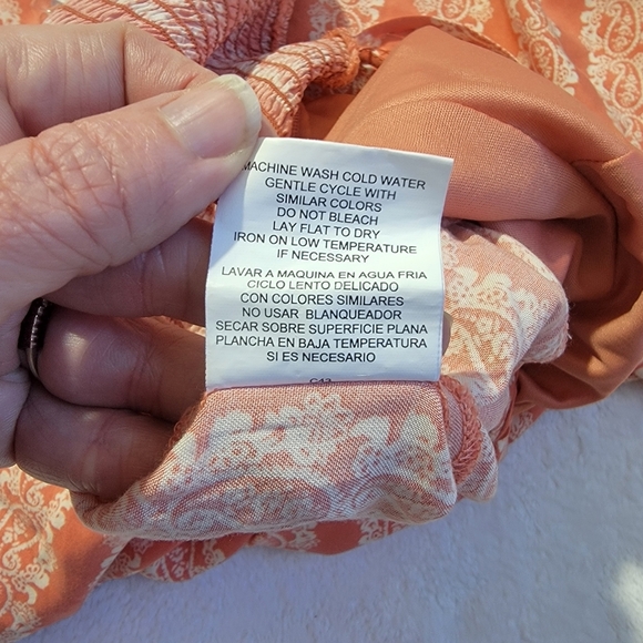 AUW Orange White Paisley Knot Front Spaghetti Strap Cropped Wide Leg Jumpsuit L - Picture 7 of 8